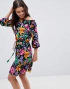 Boohoo Floral Bardot Beach Dress - Multi