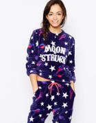 Chelsea Peers Moon Struck Fluffy Fleece Lounge Sweat Top - Moon Print