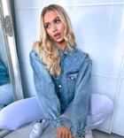 Missguided Denim Jacket With Balloon Sleeve In Washed Blue-blues