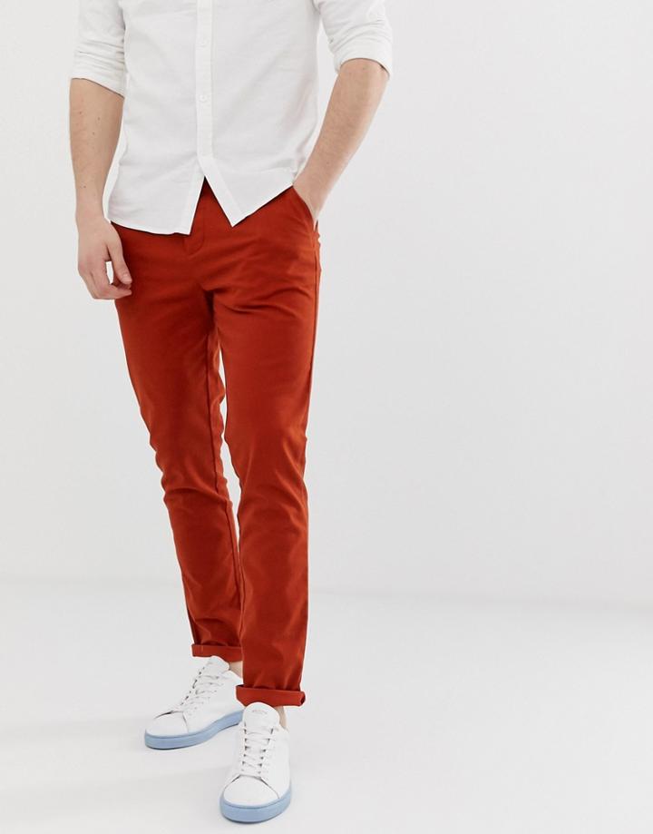 Asos Design Skinny Chinos In Rust - Red