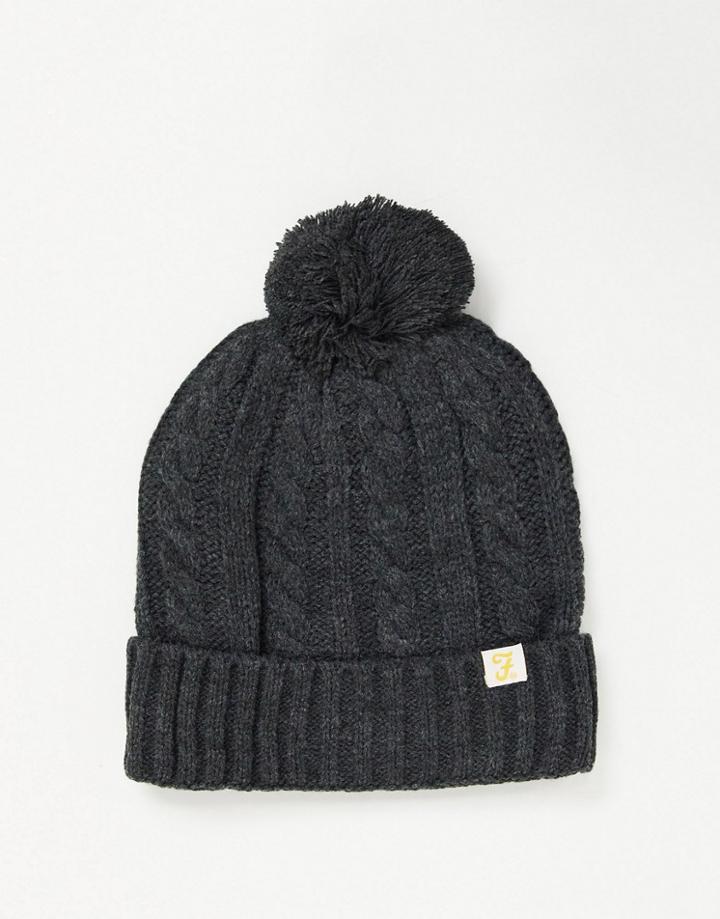 Farah Bobble Hat With Pattern-grey