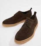 Asos Design Lace Up Shoes In Brown Suede With Wedge Sole - Brown