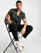 Guess Shirt In Leaf Print Green