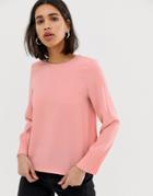Mango Long Sleeved Blouse With Pleated Cuff In Pink - Pink