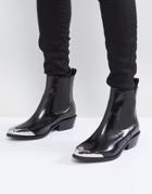 Asos Amberley Leather Western Chelsea Boots - Black