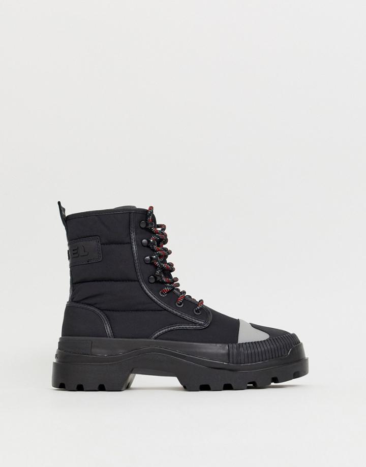 Diesel Hiking Style Boots In Black - Black