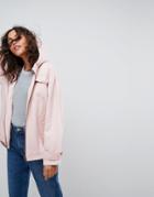 Asos Washed Jacket With Fleece Lining - Pink