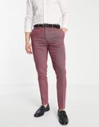 Asos Design Smart Super Skinny Pants With Pin Dot Texture In Burgundy-red