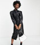 Urban Bliss Exclusive Ruched Front Faux Leather Dress In Black