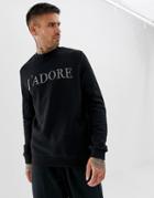 Asos Design Sweatshirt With Jadore Slogan In Crystals - Black