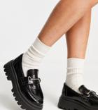 Asos Design Wide Fit Miller Chunky Loafers In Black