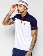Fila Vintage Polo Shirt With Cut And Sew Panel - White