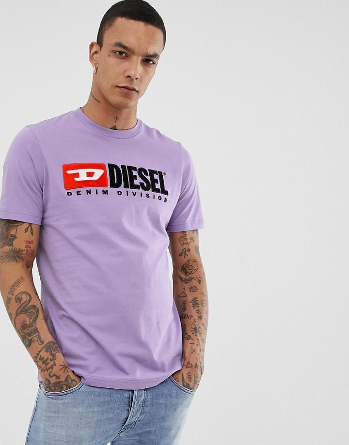 Diesel T-just-division Logo T-shirt In Lilac - Purple