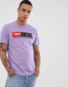 Diesel T-just-division Logo T-shirt In Lilac - Purple