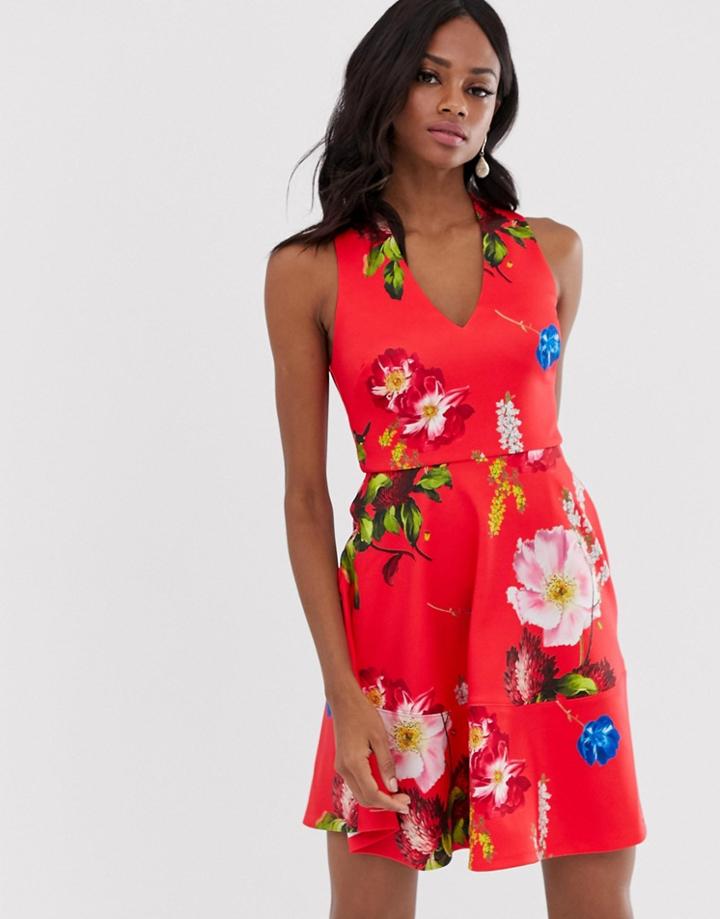 Ted Baker Kinle Skater Dress In Berry Sundae Print - Red