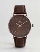 Asos Watch With Wood Effect And Brushed Copper Finish - Brown