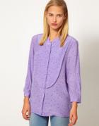 Tibi Silk Printed Blouse - Purple
