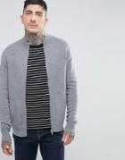 Farah Fermoy Slim Fit Double Faced Knitted Track Jacket In Gray - Gray