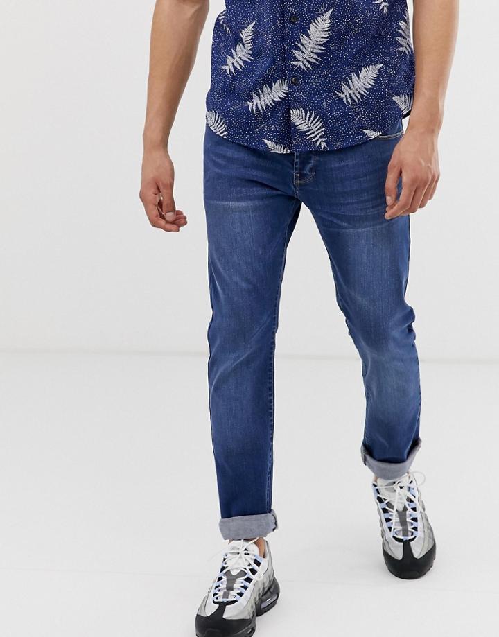 Apt Slim Fit Jeans In Mid Wash Blue - Blue