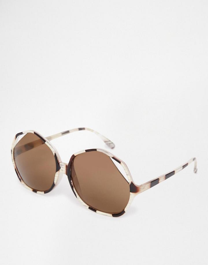 Asos Angular Oversized 70s Sunglasses With Cut Away Frame - Brown
