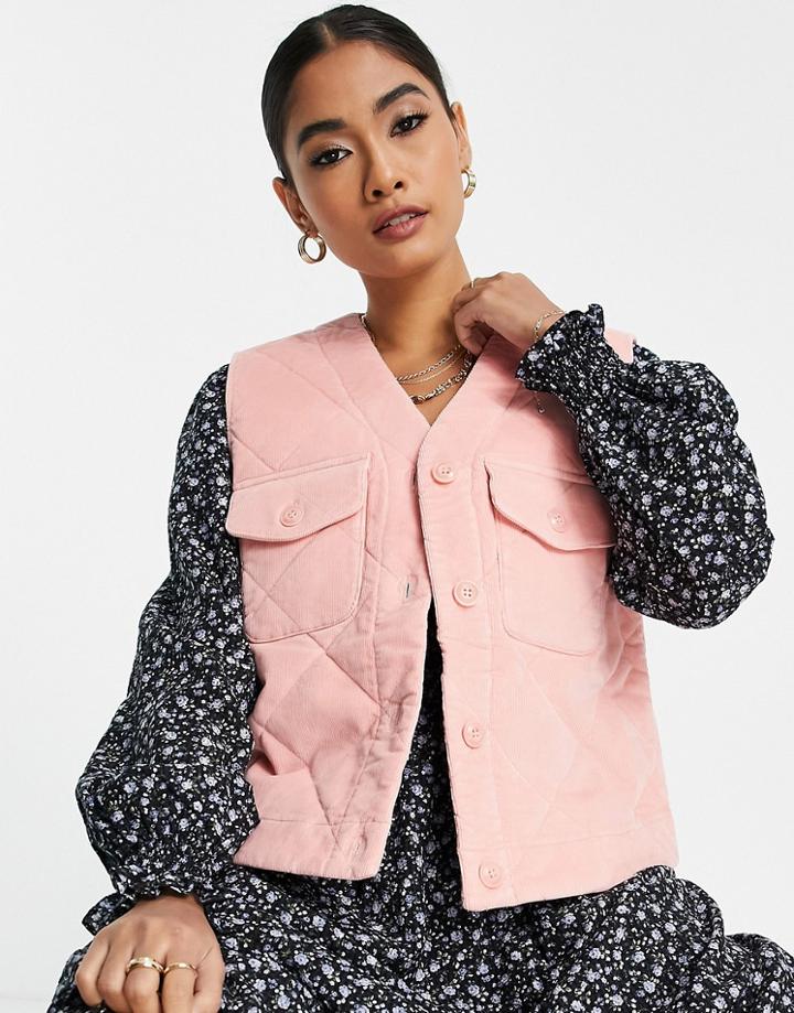 & Other Stories Cord Quilted Tank In Pink
