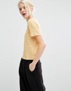 Monki Ribbed Crop Top - Yellow Mustard