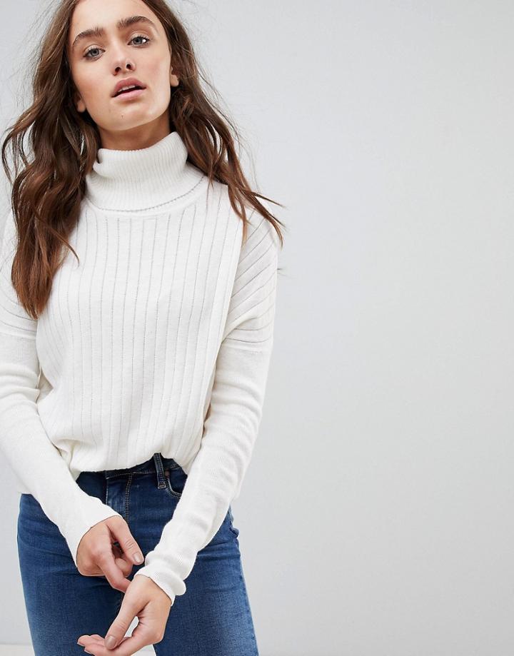 Pepe Jeans Silk Cashmere Blend Roll Neck Sweater - Cream