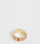 Asos Design Curve Ring With Circle Stone Detail In Gold Tone