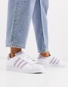 Adidas Originals Superstar Sneakers In White And Lilac