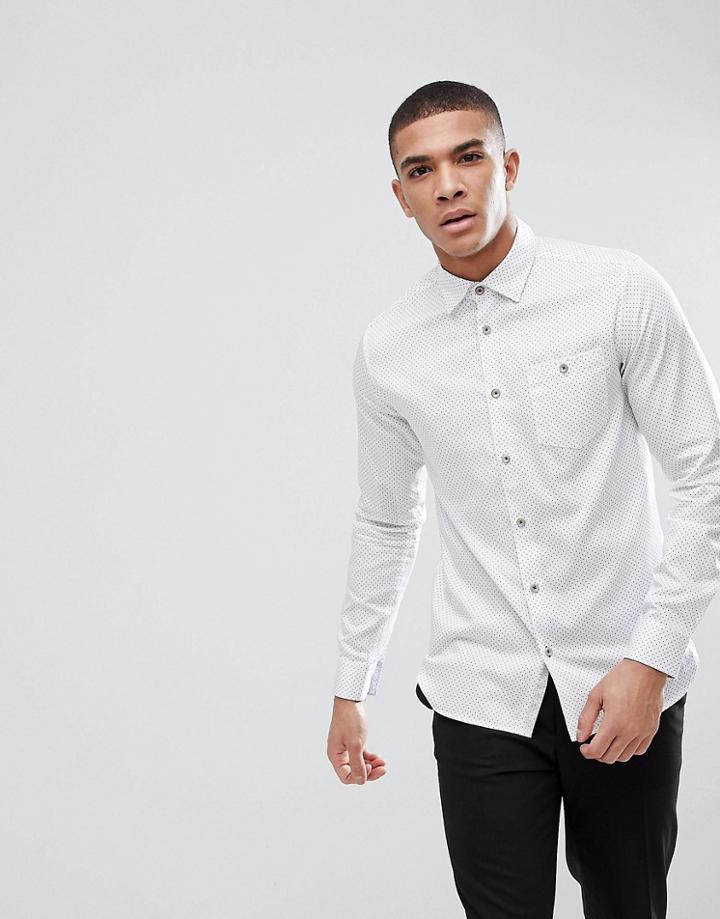 Ted Baker Slim Shirt In Spot - White