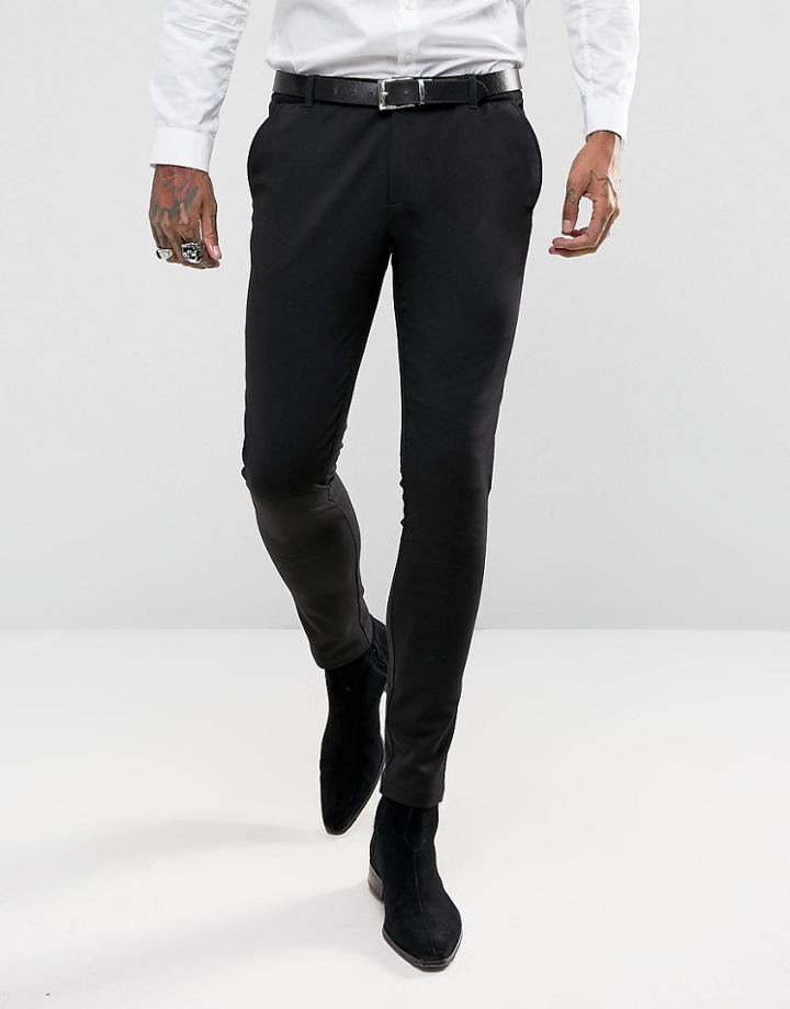 Devils Advocate Super Skinny Plain Suit Pants - Black