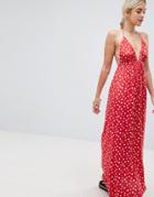 Asos Design Irregular Heart Shirred Maxi Beach Dress - Multi