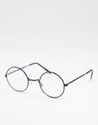 Jeepers Peepers Round Lens Clear Glasses In Black