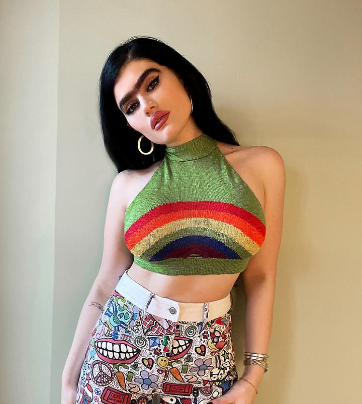 Labelrail X Sophia Hadjipanteli Rainbow Knit Halter Crop Top In Multi