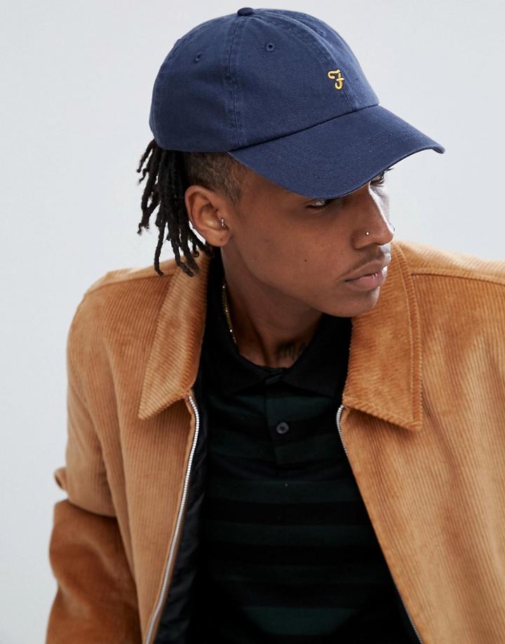 Farah Thorney Twill Baseball Hat In Navy - Green