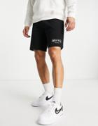 Asos Design Relaxed Shorts In Black With Text Print - Part Of A Set