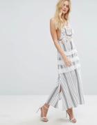 Aeryne Maxi Dress With Lace Detailing And Ruffle Panels - Multi