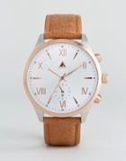 Asos Watch With Tan Leather Strap And Mixed Metal Case - Brown