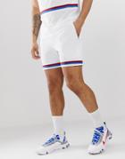 Asos Design Two-piece Jersey Skinny Short In Shorter Length In White Mesh With Taping - White
