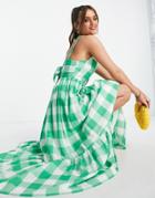Nobody's Child Eve Cotton Checked Dress In Green - Mgreen