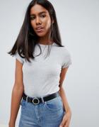 Asos Design Slim Fit Rib T-shirt In Gray - Gray