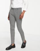 Gianni Feraud Skinny Fit Suit Pants In Herringbone Black And White