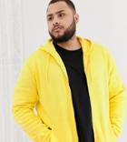 Asos Design Plus Zip Up Hoodie In Yellow - Yellow