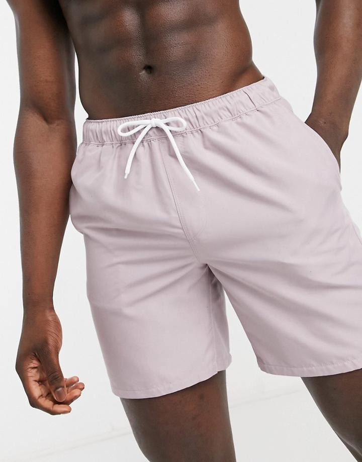 Asos Design Swim Shorts In Purple Mid Length