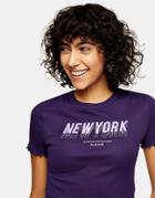 Topshop New York Lettuce T-shirt In Purple
