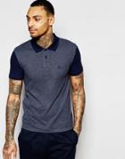 Asos Pique Muscle Polo With Contrast Sleeves & Embroidery In Navy - Navy Marl