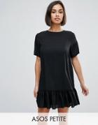 Asos Petite Sheer Shift Mini Dress With Pep Hem - Black