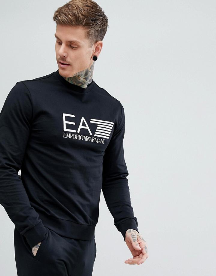 Ea7 Crew Neck Large Logo Sweat In Black - Black