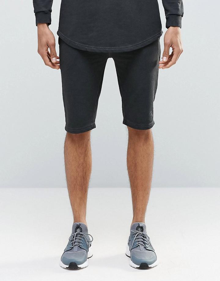 Siksilk Slouch Shorts In Over Dye - Black