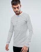 Lindbergh Long Sleeve Top Breton Stripe Slim Fit In White/navy - White